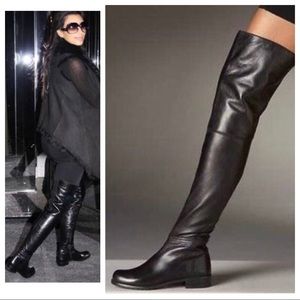 Stuart Weitzman Hilo Black Leather Over The Knee Boots Size 8